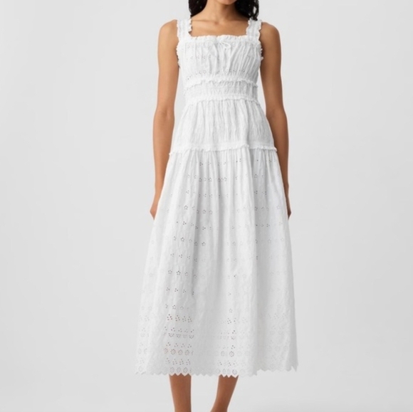 Doen Dresses & Skirts - Gap × DÔEN 100% Cotton  Eyelet Midi Dress  Elegant White  Dress Size Meduim